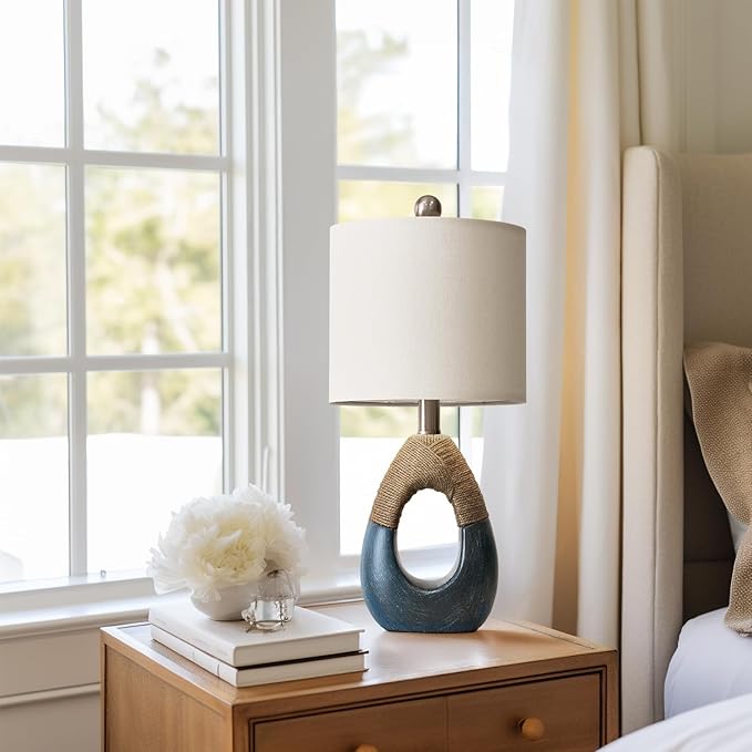 OYEARS 19" Boho Bedside Lamps Set of 2, Suitable - Image 4
