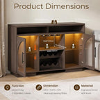 Wine Bar Cabinet, Arched Glass Doors, Wine Rack, Adjustable Shelves, Sideboard - Image 2
