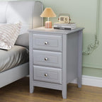 Bonnlo Gray Nightstand with 3 Drawers, Modern Night Stand by Bonnlo