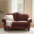 60" Wide Genuine Leather Chesterfield Loveseat, 2 Seat Leather Sofa by Thesupportyouneed