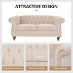 AVZEAR Chesterfield Loveseat, Modern Velvet Sofa Tufted Couch 2 Seater - Image 7