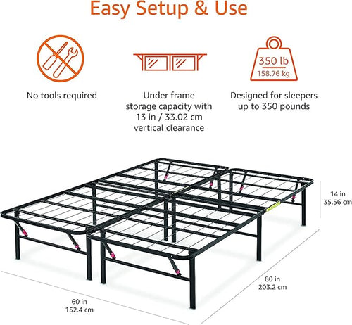 Amazon Basics Bed Frame with Storage, Foldable Metal Platform, Sturdy Steel - Image 2