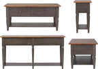 Sunset Trading Dakota 4PC Wood w Drawers, Storage Shelves, Distressed Brown and - Image 4