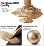 Nicpro Metallic Sahara Gold Acrylic Paint 33.8oz/1000ml, Non Toxic Non Fading - Image 2