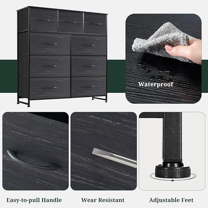 9-Drawer Dresser for Bedroom, Anti-Tip Tall Storage Organizer Chest of Drawers - Image 6