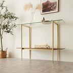 LumFurn Glass Console Table for Living Room, Foyer & Entrance, 2-Tiers - Image 5