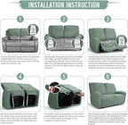 TAOCOCO Recliner Loveseat Slipcover, 6 Pieces Dual Recliner Sofa Covers - Image 6