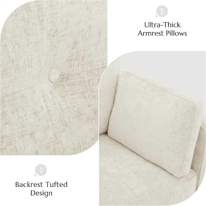 Luxury Oversized Accent Chair, 40.9" Upholstered Piping Single Armchairs - Image 8
