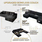 Upgrade Boneless Couch with Storage, Extra Deep&High Seat Modular Sectional - Image 6