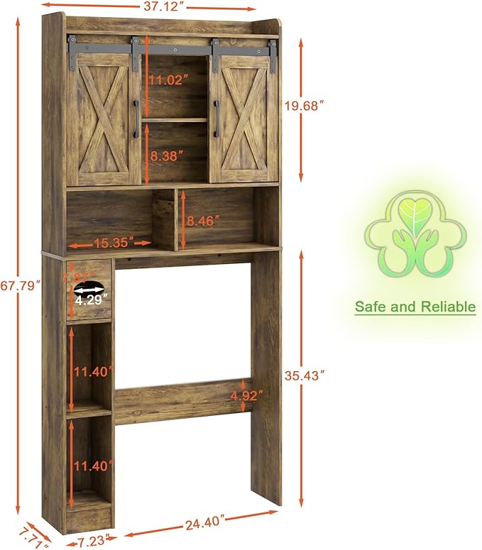 Vabches Over The Toilet Storage Cabinet, Farmhouse Storage Cabinet Over Toilet - Image 2