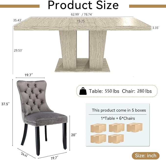 Henf 7 Pieces Extendable Dining Table Set - Image 3