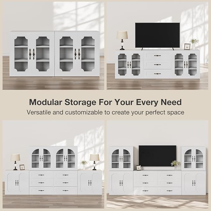 Buffet Cabinet with Storage, Modular Accent Sideboard Modern Credenza with DIY - Image 7