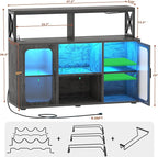 Aheaplus Bar Cabinet with Power Outlets, Liquor Cabinet with Led Lights and - Image 2