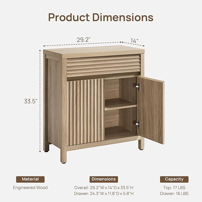 SICOTAS 29" Fluted Buffet Cabinet - Image 2