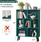 LEYAOYAO Cube Bookshelf 3 Tier Mid-Century Dark Green Modern Bookcase - Image 2