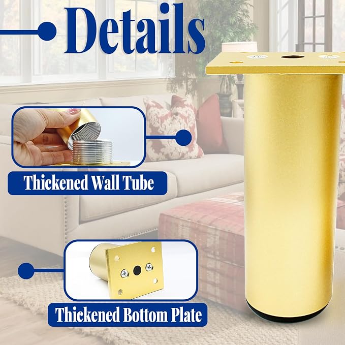 Set of 4 Aluminum Alloy Furniture Legs 4.7 Inch Height, 1.5 Inch Diameter - Image 3