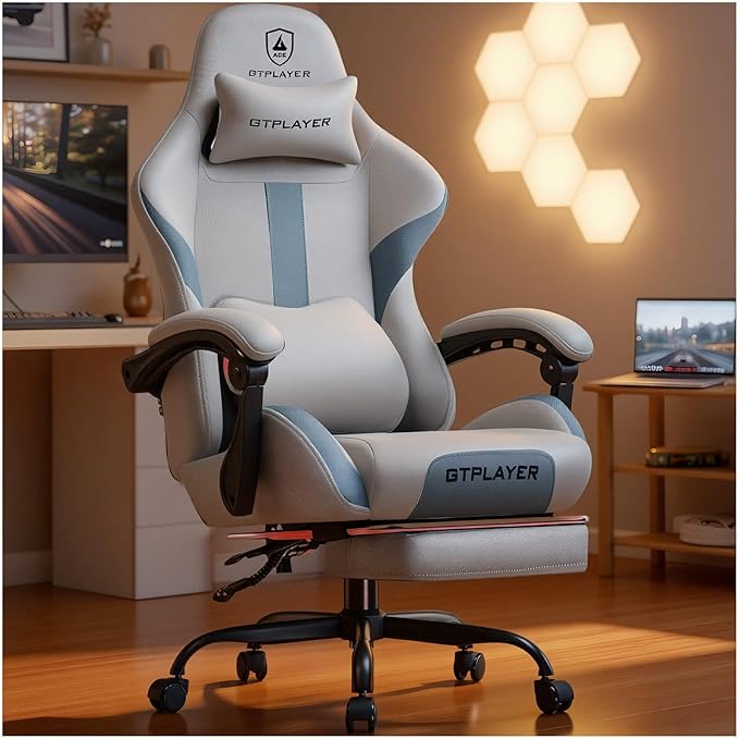 GTPLAYER Gaming Chair with Foot Rest & Pocket Spring Cushion, Ergonomic High by GTPLAYER