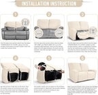 TAOCOCO Recliner Loveseat Slipcover, 6 Pieces Dual Recliner Sofa Covers - Image 7