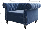 ORRD 3 Piece Living Room Set, Velvet Chesterfield Sofa Loveseat Couch Chair - Image 2