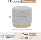 Round Storage Ottoman with Reversible Tray Lid, Folding Chenille Fabric - Image 3
