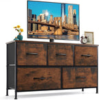 5-Drawer Dresser for Bedroom, Anti-Tip Wide Storage Organizer Fabric Chest of by SageNest