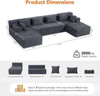 MONVANE 141" U Shaped Cloud Sectional Couch - Image 3