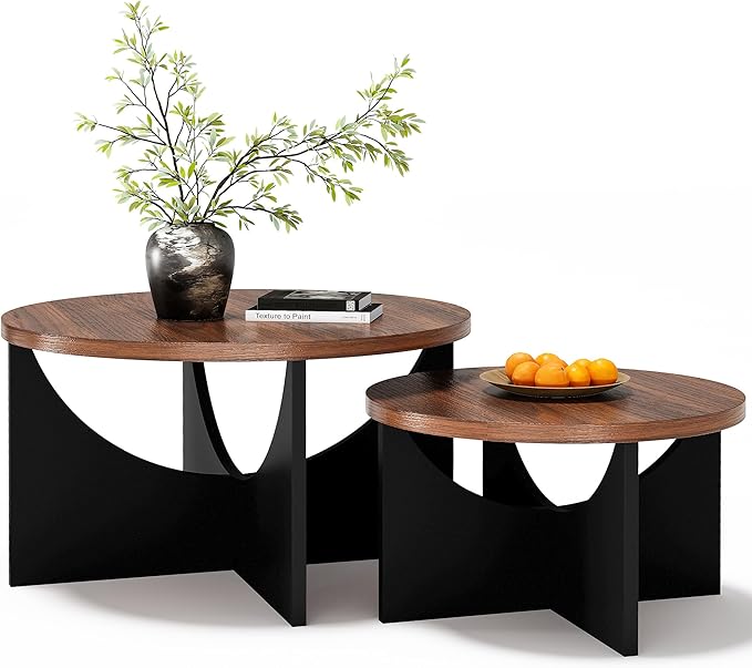 LIKIMIO Nesting Coffee Tables Set of 2, 31.5" Round Side Tables - Image 9
