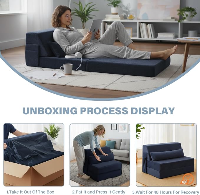 Tiita Convertible Folding Sofa Bed Single Size - Image 9
