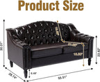 LEVNARY Chesterfield Loveseat Leather, Upholstered Sofa - Image 2