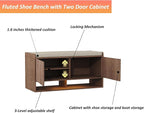 HOMEFORT 39.4" Fluted Shoe Storage Bench, Entryway Bench - Image 8