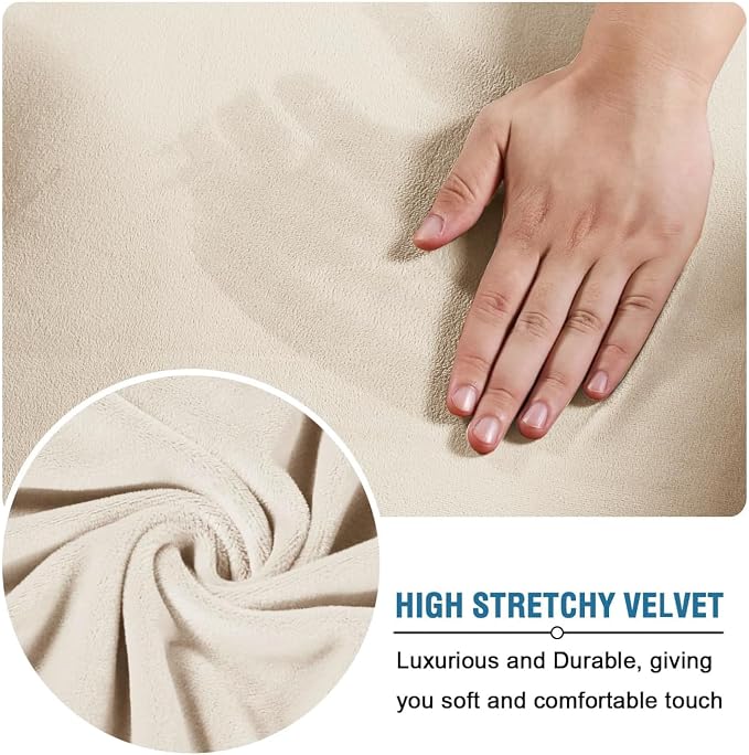 H.VERSAILTEX Modern Velvet Plush 4 Piece High Stretch Sofa Slipcover Sofa Cover - Image 5