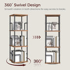 MAHANCRIS 3-Tier Rotating Bookshelf, Freestanding Corner Bookshelf, 360° - Image 4