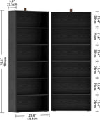 IRONCK Bookshelves and Bookcases Set of 2 Floor Standing 6 Tiers Display - Image 3