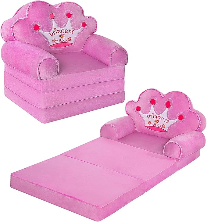 MOONBEEKI Kids Couch Fold Out, Foldable Princess Chair by MOONBEEKI