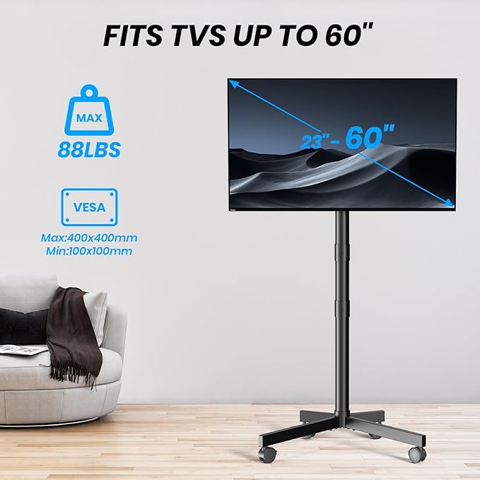 Mobile TV Cart Rolling TV Stand - Image 7
