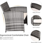 Tangkula 4 PCS Wicker Patio Conversation Set, Outdoor Rattan Sofas - Image 6