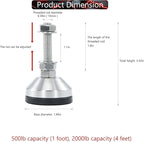 Heavy Duty 2000 lb Capacity Stainless Steel Adjustable Leveling Feet - Image 2