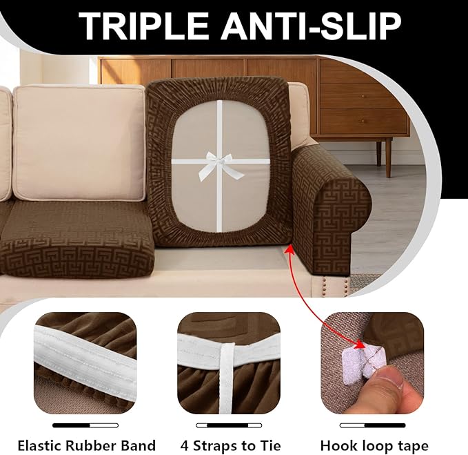 UNBBRRL 10 Pieces Stretch Sofa Cushion Covers - Image 3
