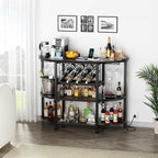 Zarler Bar Cart with Power Outlet Easy to Assemble, LED Home Bar Cabinet - Image 7