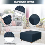 NeColorLife Square Ottoman Cover Jacquard Fabric Thick Stretchable Slipcover - Image 2