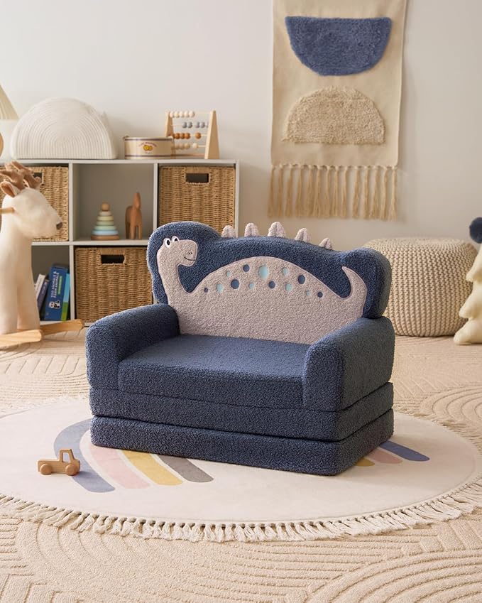 Blissful Diary Kids Couch, 2-in-1 Soft Toddler Couch Fold Out, Toddler Chair - Image 8