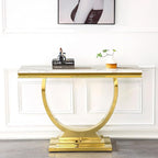 Henf 47" Marble Console Table Modern White Faux Marble Entryway Table - Image 3