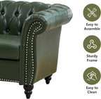 Mid-Century 2 Seater Sofa, Faux Leather Loveseat - Image 4