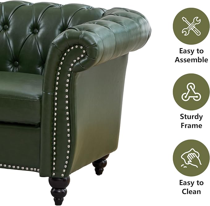 QHITTY 2 Piece Living Room Set, Sectional Chesterfield Sofa Chair Contemporary - Image 3