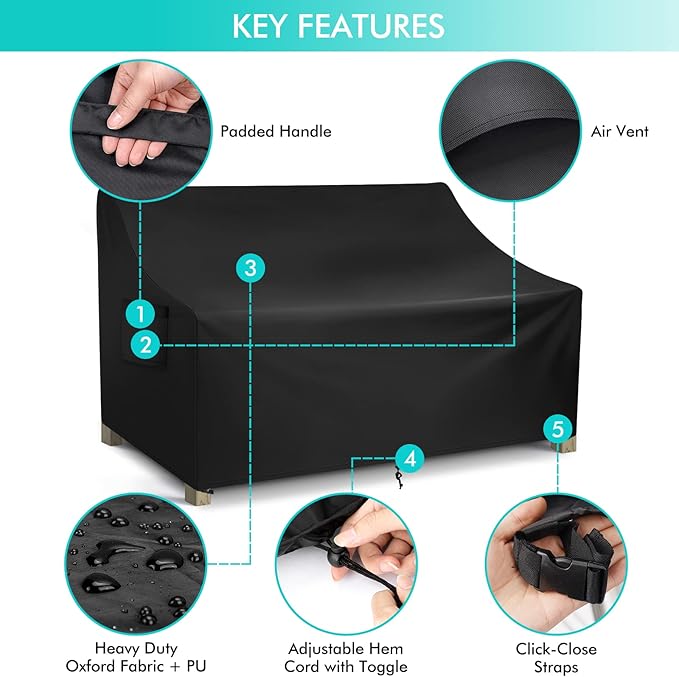 WLEAFJ Patio Sofa Cover Waterproof, 3-Seater Outdoor Sofa, Heavy Duty Deep - Image 3