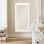 Tanmicoshomy 24 x 47 Inch White Rectangle Wall Mirror, Natual Shell Framed - Image 8