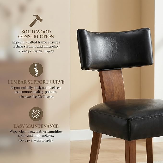 HNY Century Modern Dining Chairs Set of 6, Farmhouse PU Leather Upholstered - Image 4