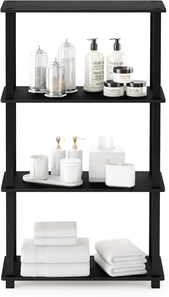 Furinno TURN-S-TUBE Storage Shelves, 4-Tier Book Shelf, Corner Shelf, Toolless - Image 3