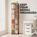 SpaceAid 6 Tier Rotating Bookshelf Tower, Bamboo Spinning Book Shelf, Revolving - Image 6