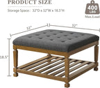 Befurtori Large Square Ottoman Coffee Table, Linen Solid Upholstered Footrest - Image 2
